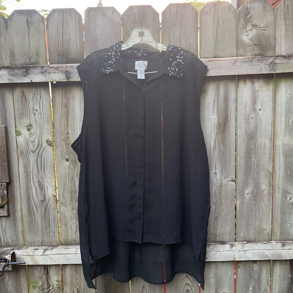 Sheer black button down blouse sz. 3X